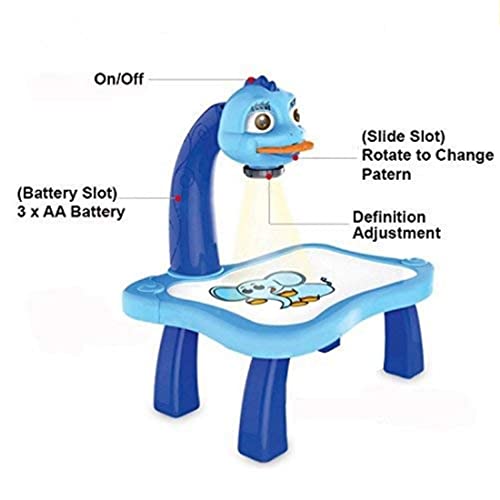 Image of Plastic Drawing Projector Painting Desk Table with 3 Patterns -12 Colorful Water Pens with Table Lamp for Better Creativity & Education for Kids