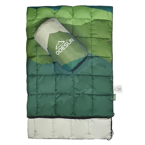 ODESUN Puffy Camping Blanket Packable Waterproof Camping Blankets for Cold Weather Large Outdoor Blanket Warm Lightweight Hiking Blanket Down Alternative Puffy Blanket 78