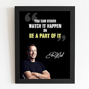 Craftolive Typography Elon Musk Quote Motivational Poster Wall Frame for Wall Decor, Room Decor, Home Decor, Study Room, Office, Gift Framed Poster