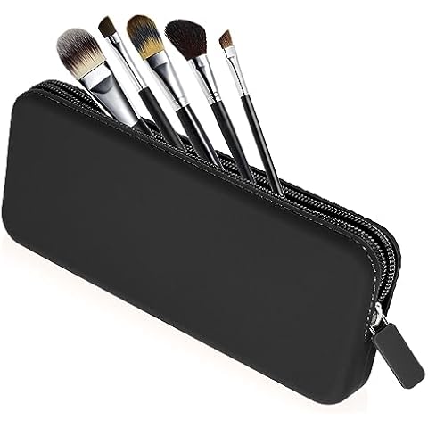 Sakolla Travel Makeup Brush Holder, Silicone Makeup Brush Bag with Zipper Closure, Makeup Brushes Organizer Case Washable Makeup Pouch Holder Case for Daily, Work, Essentials Black Cover