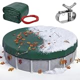 Extra Thick 24FT Round Swimming Pool Cover for Above Ground, Above-Ground Pool Cover with Winch and Cable, Windproof Tarp Straps UV-Resistant, Reinforced Edges (Army Green)