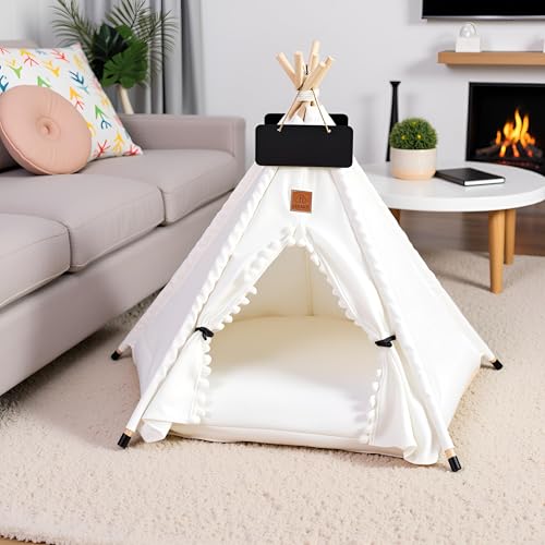 ShakubTipi Zelt für Haustiere,Katzen und Hunde Haustierzelte mit Kissen,Katzenzelt Hundezelt Abnehmbar und Waschbar,Hunde Tipi Katzentipi,Katzenhaus Indoor,Hundehaus für drinnen,70x50x60cm