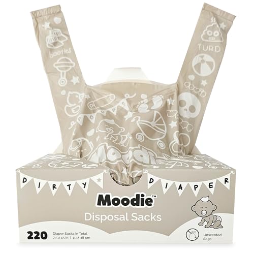 Image of NEW Baby Disposable Diaper Sacks (220 BAGS in TOTAL) 7.5" x 15" | UNSCENTED Easy to Tie Diaper Bags Disposable | Leak Proof Baby Poop Bags | Essential Item for Diaper Change on the Go