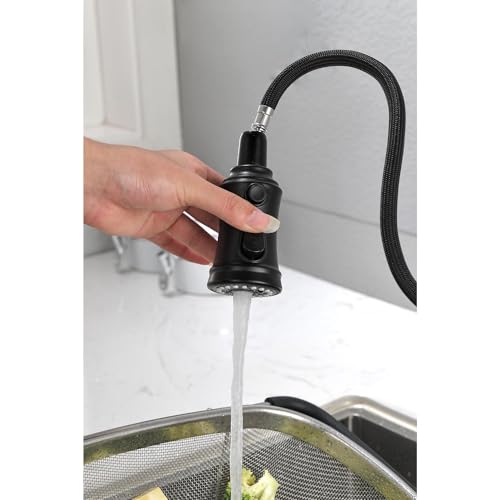 Robinet de cuisine noir mat avec douchette extractible en acier inoxydable pour évier moderne