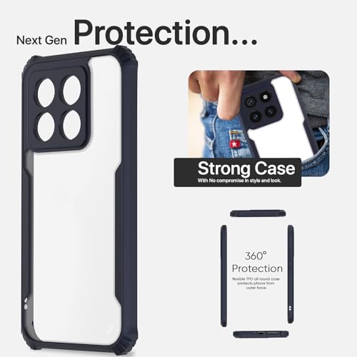 Image of Pikkme Mi 14 5G Back Cover | Crystal Clear Transparent Back | Ultra Hyrbid | Full Camera Protection | Raised Edge | Bumper Back Case (Blue)