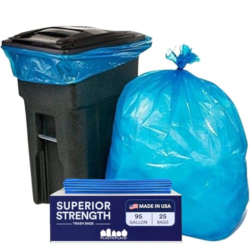 Plasticplace 95 Gallon Recycling Trash Bags, 61