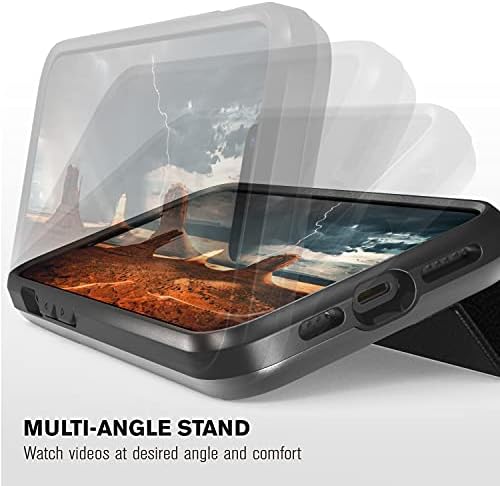 Vena Wallet Case Compatible with Apple iPhone 13 Pro Max (6.7"-inch), vCommute (Military Grade Drop Protection) Flip Leather Cover Card Slot Holder with Kickstand (Space Gray)