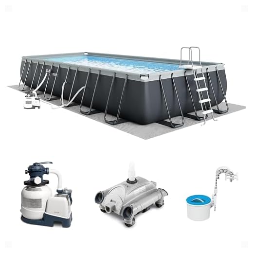 Intex 26363EH Ultra XTR 24 Ft x 12 Ft x 52 in Frame Above Ground Rectangular Pool with Pump, Automatic Vacuum Cleaner & Automatic Mounted Skimmer
