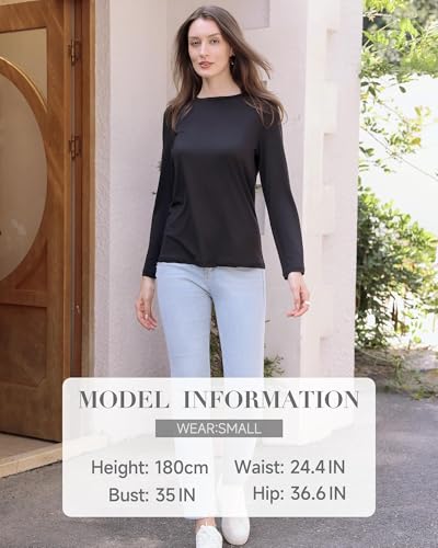 GAYHAY Long Sleeve Shirts for Women - Fall Winter Clothes Crew Neck Casual Tops Loose Fit Tees Fashion Outfits 20252