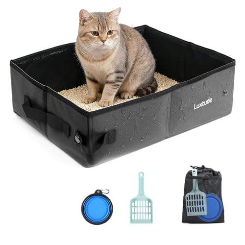 Luxtude Collapsible Cat Litter Box with Carry Bag