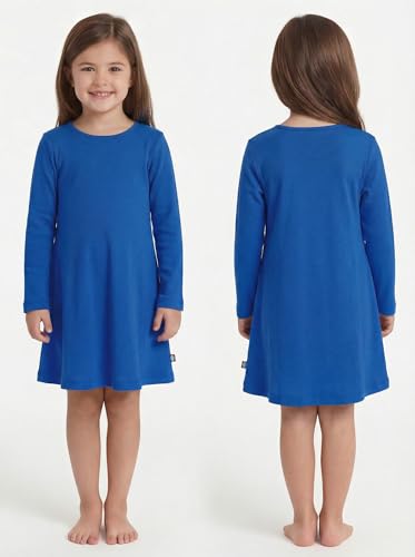 Image of City Threads Girls' 100% Cotton Long Sleeve Dress - Active Kids School, Playing, Parties - Made in USA