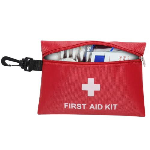 Image of 12pcs Mini First Aid Kit Empty Bag with Hooks(Bag Only) | Travel First Aid Pouch Empty for Emergency at Home, Office, Car, Outdoors, Boat, Camping, Hiking