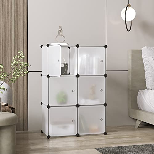 C&Ahome Cube Storage Organizer With Doors, 6-Cube Shelves, Closet Cabinet, Diy Plastic Modular Bookshelf Ideal For Bedroom, Living Room, 36.6”L X 12.4”W X 36.6”H White Usbtm3006B-Door #TOP2