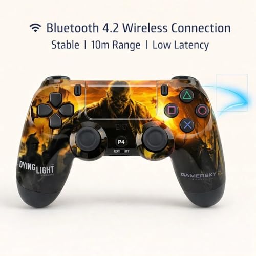 Image of Maizic Smarthomea Funetic Zombie Survival Game Themed Bluetooth Wireless P4 Gaming Controller | PC, Smartphone | Dual Vibration, Turbo, Touchpad, Type-C Fast Charging, 10hr Battery