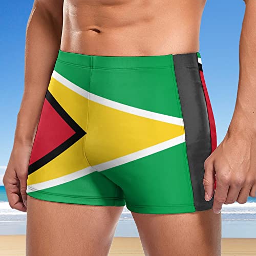 Guyana Flag Men's Square Leg Swim Trunks Sport Boxer Bathing Suit Summer Beach Brief Elastic Swimwear2