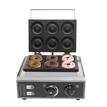 Elektrischer Donut-Maker, 1550 W, Doppelseitige Heizung, Antihaftbeschichtete Oberfläche, Kommerzielle Donut-Maschine, Waffelmaschine, Donut-Maker für 6 Donuts (EU-Stecker 220 V)