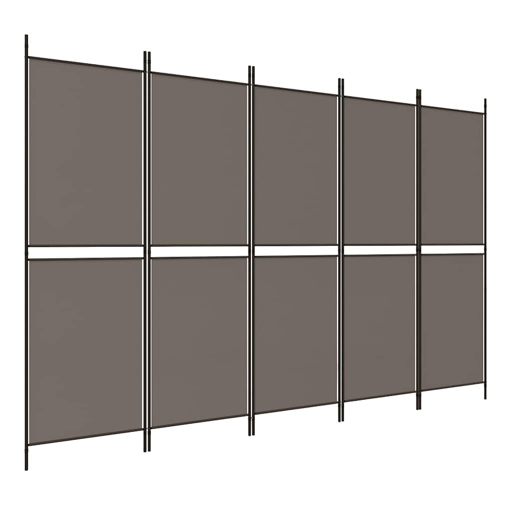 Parawan z 5 panelami 300 x 200 cm materiał antracytowy