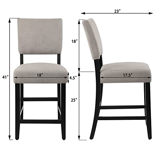 Dagonhil 24 Inches Counter Height Bar Stools Set Of 4, Upholstered Barstools With Wood Legs, Island Chairs For Kitchen Counter, Towel Cloth (Gray) #TOP2