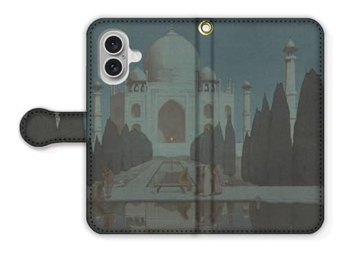 手帳型 iPhone17互換 スマホケース 【アートシリーズ】 吉田博 ☆新版画☆ 浮世絵 絵画 芸術 アート 風景画 (タージマハル 夜)