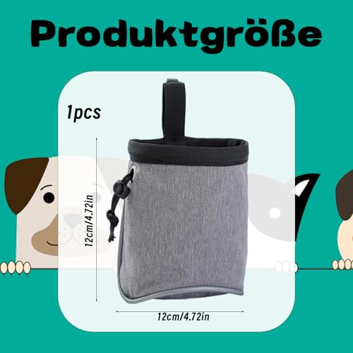 CJAPGJW Leckerlibeutel für Hunde, leckerlitasche für Hunde,Hundetraining futterbeutel hundetraining Multifunktionale Futtertasche mit Kotbeutelspender Verstellbarer Gürtel(Grau)