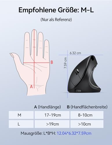 Image of TECKNET Ergonomic Mouse Wireless, 2.4G USB Optical Vertical Mouse Ergonomic with Charging Cable, 800 /1600 /2400 /3200 /4800 DPI, Quiet Wireless Vertical Mouse with 6 Buttons for Windows and Mac OS
