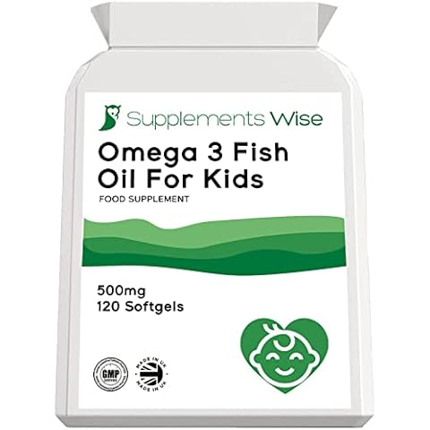 Omega 3 for Kids - 120 Easy to Swallow Softgels - Natural Fish Oil for Kids - 90mg EPA, 60mg DHA - Kids Omega 3 Supplement - Omega 3 Fish Oil Capsules for Children Cover