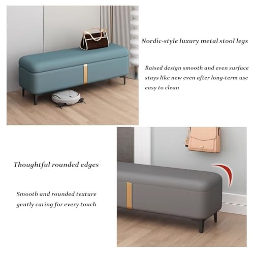 Banc capitonné bleu pour fond de lit et assise d'entrée