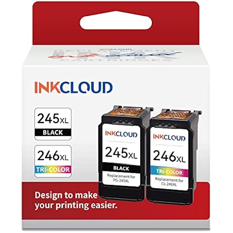INKCLOUD Compatible Ink Cartridges Replacement for Canon PG-245XL CL-246XL for Canon Pixma MX492 MX490 MG3022 MG2920 MG2522 TS202 MG2420 MG2520 MG2922 IP2820 Printer Ink (1 Black,1 Tri-Color) Cover