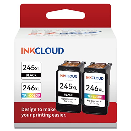 INKCLOUD Compatible Ink Cartridges Replacement for Canon PG-245XL CL-246XL for Canon Pixma MX492 MX490 MG3022 MG2920 MG2522 TS202 MG2420 MG2520 MG2922 IP2820 Printer Ink (1 Black,1 Tri-Color)