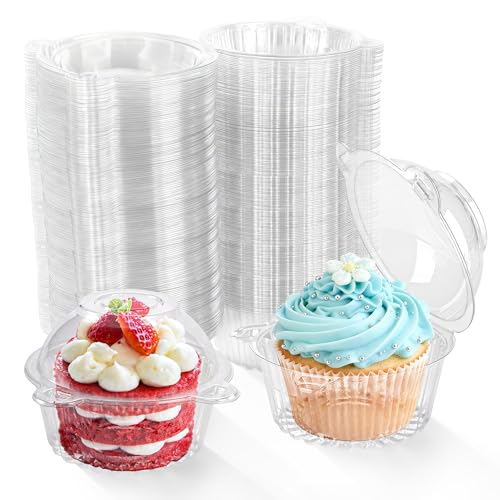 BTSD-home - BTSD-home 50 Stück Einzelne Cupcake Box Plastische Cupcake Transportbox Mit Tiefem Kuppeldach Tortenbox für Muffin Salat käsekuchen Hochzeit Konditorei(11x8.5x8 cm) - -12%