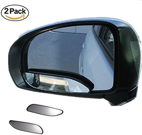 LTJ Blind Spot Mirrors, up-Down ABS HD Ultra Frame Convex Glass Fit Stick-on Design for Blind Side for All Universal Vehicles Car SUV Truck RVs Vans (Pack of 2) (Slender-Edged)