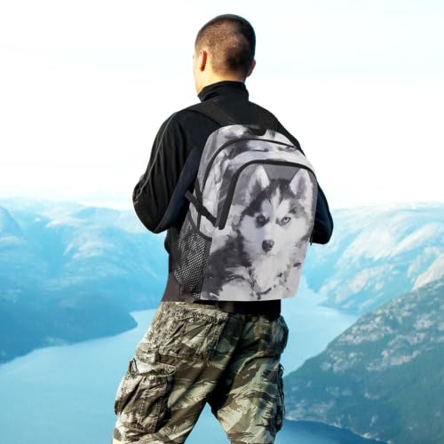 Sac à dos de randonnée pliable Chien Neigeux léger compact de voyage noir cool