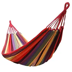 Saiyam Cotton Striped Foldable Hammock Hanging Bed for Garden Camping & Outdoor Activities (for Single Person, 190 cm x 80 cm, Multicolor) (1 Person)