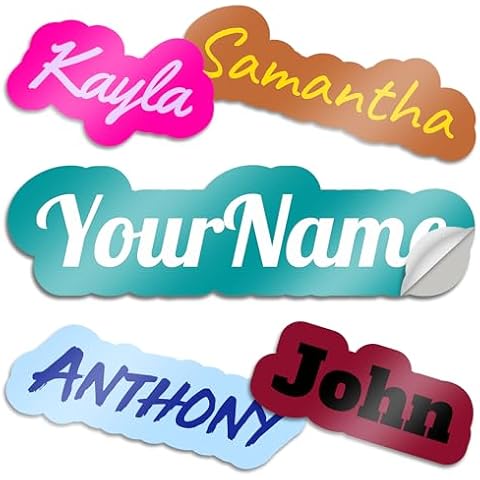 VulgrCo Custom Name Vinyl Stickers - Customizable Full Color Print Text Personalized to You Decal for Water Bottle, Phone, Bumper, Window, More! Waterproof, Dishwasher Safe, UV and Fade Resistant Cover