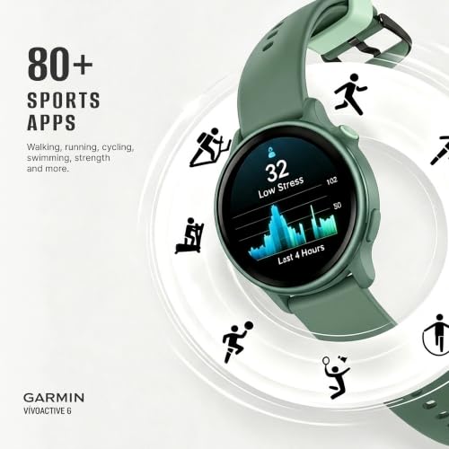Garmin vivoactive 6, Health and Fitness GPS Smartwatch, AMOLED Display, Up to 11 Days of Battery, Jasper Green with Silicone Band, 010-02985-02 - Bundle w/Deco Essentials 2-Year CPS Plan - image 4