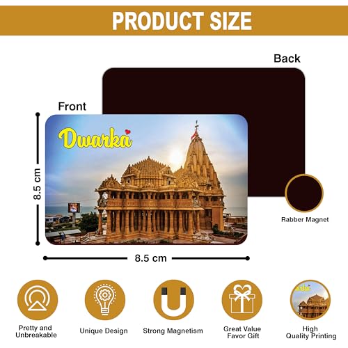 Image of Elegant Fridge Magnet with Themes |Rectangular Size Refrigerator Magnet with Magnetic Rubber Back | Pack of 1, 8.6cm X 5.4cm (Dwarka)