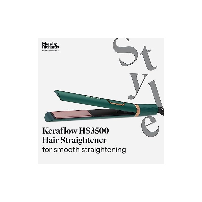 Morphy Richards KeraFlow HS3500 Keratin Premium Hair Straightener| Floating Keratin Ceramic Plates|5 Temp Settings|Free Travel Friendly Storage Pouch| 2-Yr Warranty by Brand|Metallic Green & Gold - Image 3