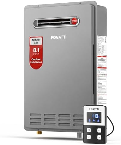 FOGATTI Natural Gas Tankless Water Heater Outdoor - Max 8.1 GPM 1...