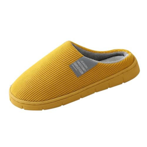 Zapatillas de estar por casa para mujer, de invierno, cálidas, de felpa, forradas, antideslizantes, mullidas, cómodas, suaves, de espuma viscoelástica, para casa, zapatos planos, amarillo, 37 EU