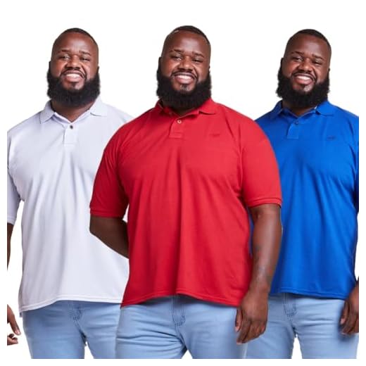 KIT 3 CAMISA POLO PLUS SIZE MASCULINA (G4, KIT119AZLRAL-BCO-VER)