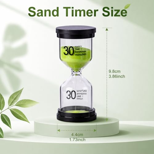 Image of BendJoy 30 Minute Sand Timer Plastic Small Hourglass | Kitchen Timer Clock for Cooking, Classroom & Board Games, Green 30-Min Sand Clock (4.4 x 9.8cm)