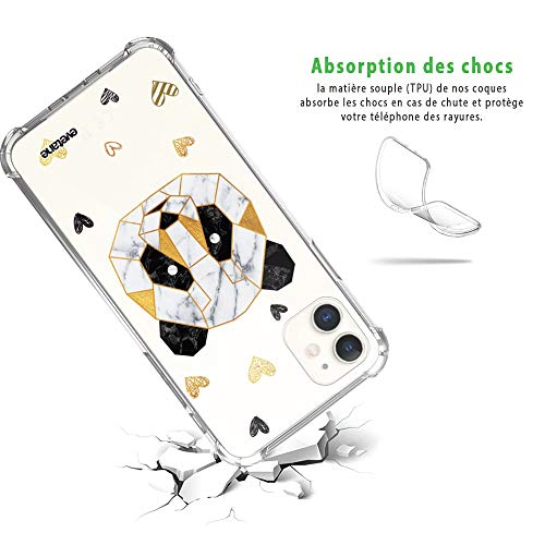 Evetane CD_97882 Case Compatible with iPhone 11 Silicone Shockproof Corners Solid Full Protection Resistant Transparent Panda Geometric Fashion Writing Design - Image 3