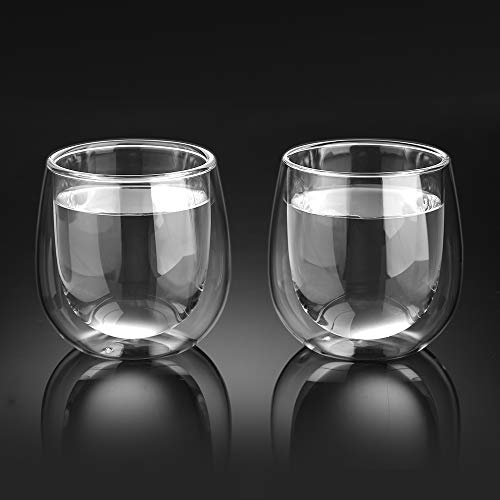Miniatura 5 de Glastal 250ml 2 Tazas De Café De Cristal, Vasos De Doble Pared Transparente, Tazas De Vidrio Borosilicato Para Café Leche Té Latte Macchiato Y Más