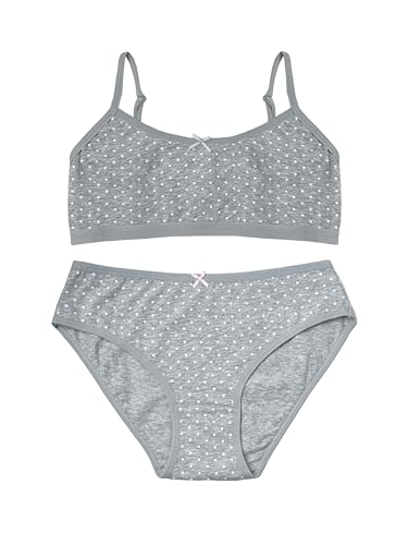 Laphilo Ensemble complet de sous-vêtements pour fille et fille en coton, ensemble de soutien-gorge et slip cod.6281, gris, 8-10 ans