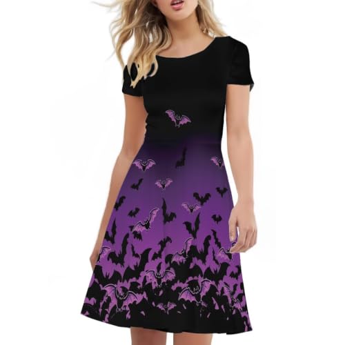 Image of AFPANQZ Womens Casual Summer Lightweight Vintage Dress Short Sleeve Midi Dress Knee-Long Luxury Formal Dress