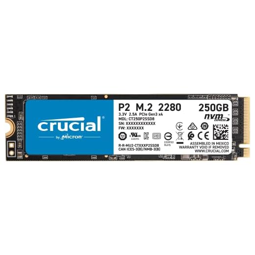 SSD Crucial P2 250 GB 3D NAND NVMe PCIe M.2 até 2400 MB/s - CT250P2SSD8