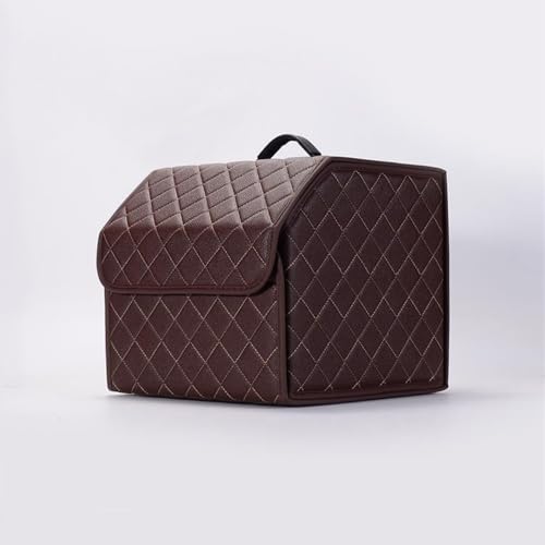 LUNBFFF Car Trunk for Nissan Skyline R33 R32 R30 R31 V35 V36 V37 2007-2017, Trunk Storage Box Storage Box Watertight Leather with Handle Car Storage Box Folding Storage Box,Coffee-S