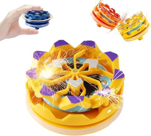 Image of REIL RAID Fingertip Gyro,Handheld Gyroscope,Luminous Spinning Gyroscope Battle Decompression Toy,Creative Gyroscope Toy for Kids,Collision Light up Spinning Top Toy (Yellow)