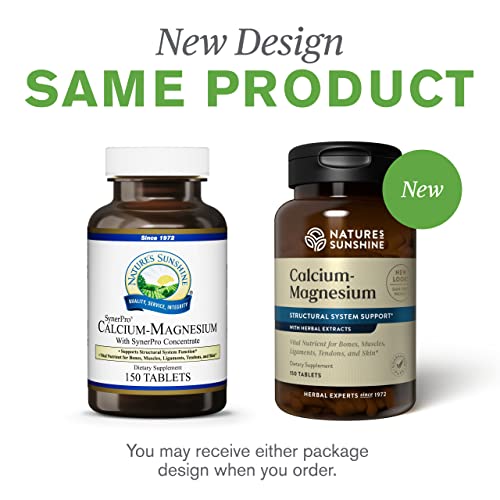 Nature's Sunshine Calcium-Magnesium, Synerpro, 150 Tablets , Calcium Multivitamin Provides Vital Nutrients For Bones, Muscles, Ligaments, Tendons, And Skin #TOP6