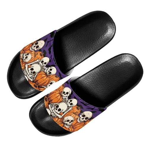 Image of Women Skeleton Slides Open Toe Women's Halloween Slide Sandals Size 8.5 Quick Drying Black Cat Beach Sandals for Women Pool Outdoor